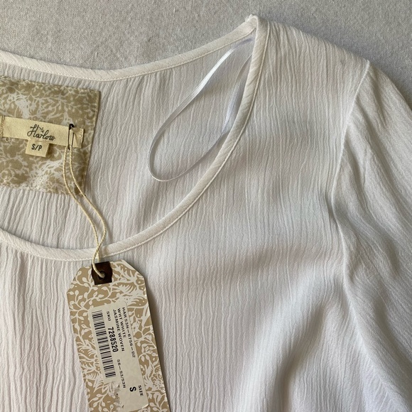 Harlow White Jasmine Woven Lightweight Oversized Short Sleeve Top- Sz-S - Picture 5 of 15